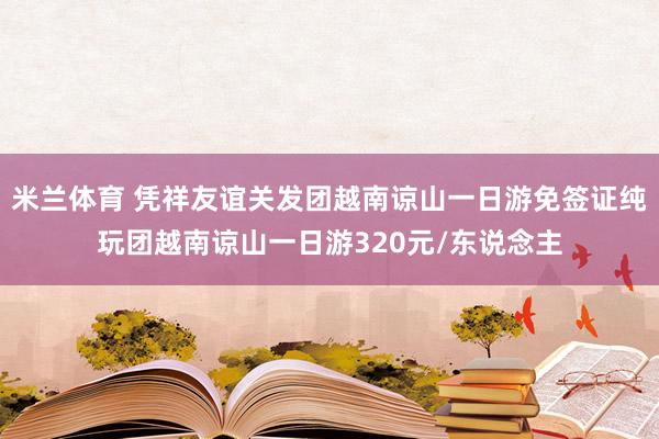 米兰体育 凭祥友谊关发团越南谅山一日游免签证纯玩团越南谅山一日游320元/东说念主