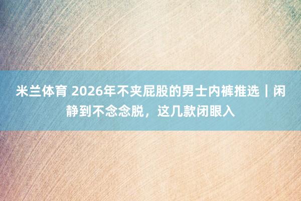 米兰体育 2026年不夹屁股的男士内裤推选｜闲静到不念念脱，这几款闭眼入